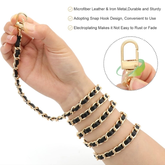 NEW Gold Tone Black Woven Purse Strap Lobster Swivel‎ Clasp- 15.4 Inch - Picture 3 of 6